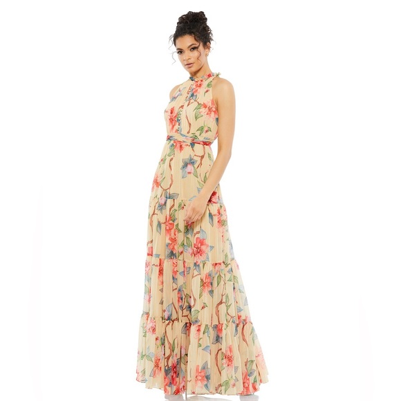 Women's Ieena Halter Sleeveless Floral Print GownFrom Mac Duggal